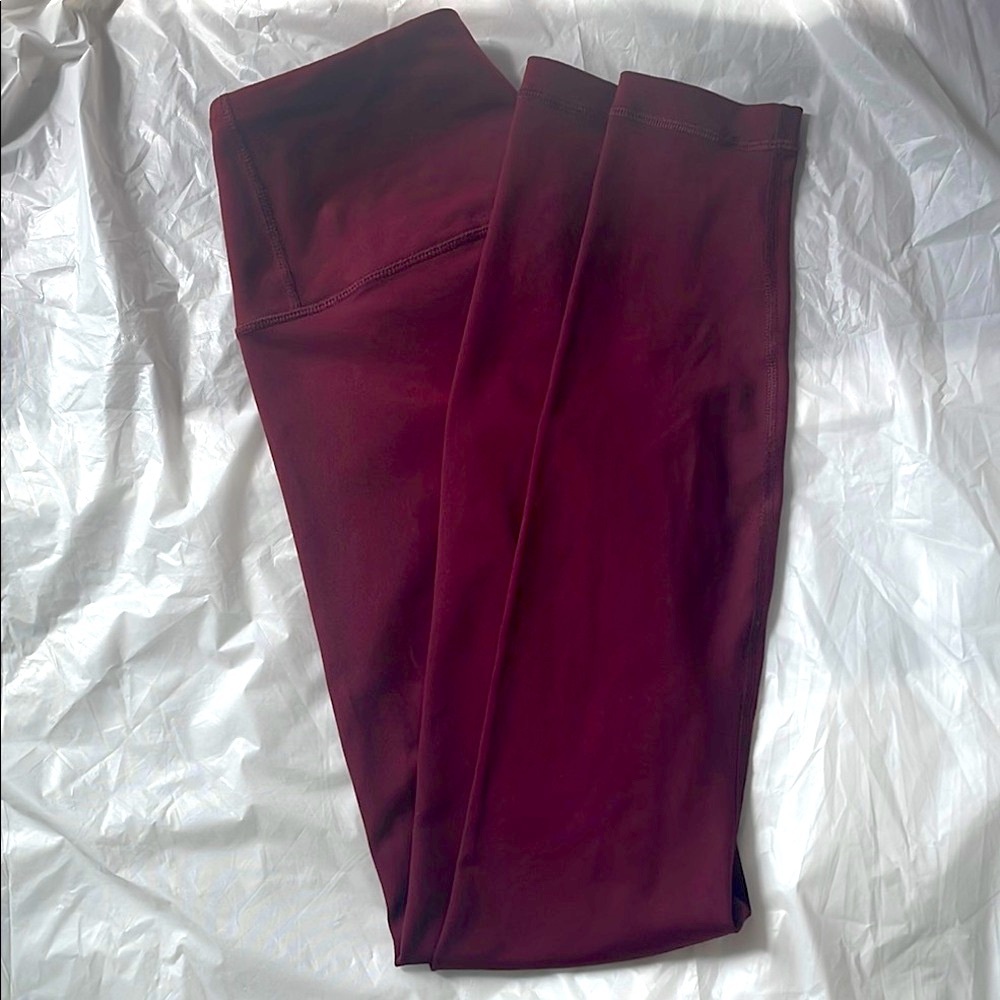 90 Degree By Reflex Ankle Length High Waist Power Flex Leggings Burgundy, Size S